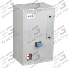 EATON NEMA Magnetic Motor Starter: Non-Reversing, 3 Poles, NEMA Size 00, 9 A, 480V AC Coil (MPN ECN05A1CAA-R63/B). Key specifications — attr211388: EATON; attr951451: 1NO/1NC; attr951453: 480V AC; attr951489: Three; attr984425: 1NO/1NC; attr984429: Pilot Light; attr997361: None (Not Applicable to Electronic Overloads).