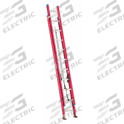 WESTWARD Extension Ladder: 20 ft Ladder Size, Fiberglass, 300 lb Load Capacity, 38 lb Wt - Non-Conductive Fiberglass Extension Ladders