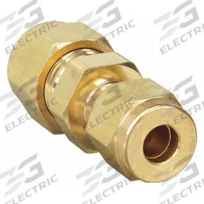PARKER Compression Fitting Union: 1/4 in OD x 1/8 in OD Size, Compression x Compression - Single-Ferrule Brass Compression Fittings