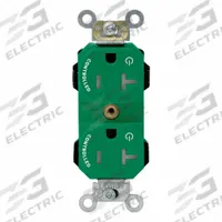 LEVITON Plugs and Receptacles: Duplex, 5-20, Green, 125V AC, 20 A, 2 Pole / 3 Wire (MPN MT563-2SN)