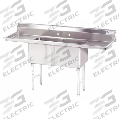ADVANCE TABCO Scullery Sink: 2 Bowls, 43 in Overall Ht, 96 in Overall Lg - Two-Bowl Freestanding Kitchen & Bar Sinks without Faucets