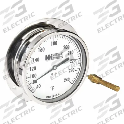 WEISS Analog Panel Mount Thermometer: 40°F to 240°F, ±1%(Scale Division) Accuracy - General Purpose Panel Mount Dial Thermometers