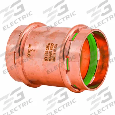 QUICKFITTING SUREPRESS Crimp Coupling Fitting: 2 in CTS x 2 in CTS size - Plumbing Copper & Bronze Press Tube Fittings with Seal Window