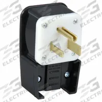 LEVITON Straight Blade Plug: 6-50P, 250V AC, 50 A, 2 Pole, 3 Blade, Black (MPN 9650-P)