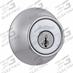 KWIKSET Single Cylinder Deadbolt: Cylindrical, 1 3/4 in Door Thick - Max, Chrome (MPN 660-26D-SMT-RCAL-RCS/5303-K3). Key specifications — ADA Compliant: No; Brand: KWIKSET; Finish: Satin Chromium-Plated; Keyway Type: Kwikset KW1; Includes Core: Core Included.