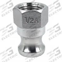 Cam and Groove Adapter: 1/2 in Coupling Size, 1/2 in-14 Thread Size, 1 39/64 in Overall Lg, FNPT (MPN PLE81). Key specifications — Thread Size: 1/2 in-14; Fitting Type: FNPT; Includes Locking Arm: No; Body Material: 316 Stainless Steel; Brand: APPROVED VENDOR.