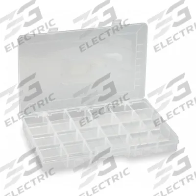 WESTWARD Compartment Box: 9 1/4 in x 15 in x 1 7/8 in, Clear - Small Parts Compartmented Boxes with Adjustable Dividers