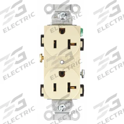 BRYANT Receptacle: Duplex, 5-20, Ivory, 125V AC, 20 A, 2 Pole / 3 Wire (MPN CRS20I) - General Purpose Receptacles