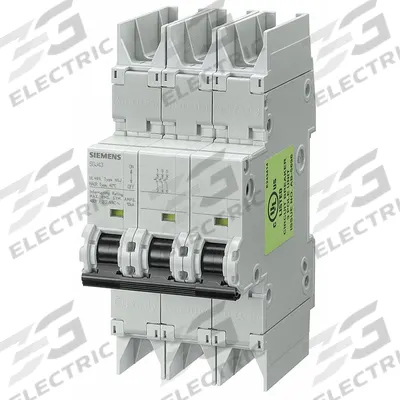 Siemens Miniature Circuit Breaker: 6 A Amps, 125V DC, 10kA at 277/480V AC - D-Curve, 3-Pole UL489 DIN Rail-Mount Miniature Circuit Breakers