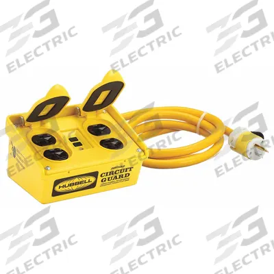 HUBBELL WIRING DEVICE-KELLEMS GFCI: Manual Reset, 6 ft Lg, 14/3, 5-15P Plug - Plug-In GFCI Cords