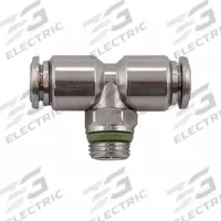 AIGNEP USA Push-Fit Tee Fitting: 10 mm OD x 10 mm OD x 1/4 in Pipe Size, Stainless Steel, Silver (MPN 60211X-10-1/4). Key specifications — Brand: AIGNEP USA; Thread Size A: 1/4".