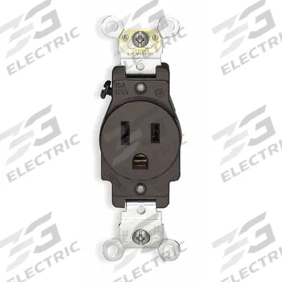 LEVITON Receptacle: Single, 5-15, Gray, 125V AC, 15 A, 2 Pole / 3 Wire (MPN 5261-GY) - General Purpose Receptacles