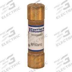 MERSEN Fuse: Class H, RF Series, Fast-Acting, 60 A, 250 V AC, Non-Indicating (MPN RF60). Key specifications — Manufacturer Part Number: RF60; Brand: MERSEN; Series: RF.