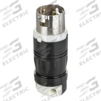 LEVITON Locking Plug: Non-NEMA, Black/White, 480V AC, 50 A, 2 Pole, 3 Blade (MPN CS8465C). Key specifications — Brand: LEVITON.