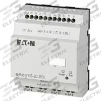 EATON Control Relay: (8) Digital, (4) Relay, 24/240V AC : 12/24V DC (MPN EASY-E4-UC-12RCX1). Key specifications — attr211240: EATON; attr1072668: Clock Included; attr1075941: (8) Digital; attr1075943: (4) Relay.