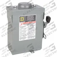 SQUARE D Safety Switch: Non-Fusible, 30 A, Single Phase, 240V AC, Galvanized Steel, Indoor/Outdoor (MPN DU221RB). Key specifications — attr867131: SQUARE D.