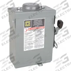 SQUARE D Safety Switch: Non-Fusible, 30 A, Single Phase, 240V AC, Galvanized Steel, Indoor/Outdoor (MPN DU221RB). Key specifications — attr867131: SQUARE D.