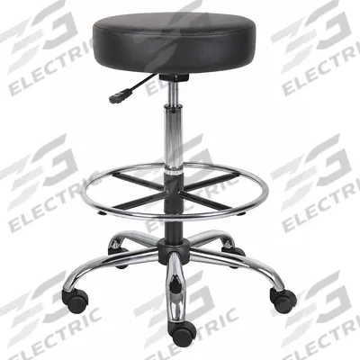 BOSS Drafting Chair: Black, Vinyl & Fabric Material, Armless Arm, 16 in Seat Wd - Armless Drafting Chairs