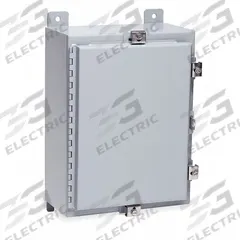 WIEGMANN Enclosure: Steel, 20 in x 16 in x 6 in, NEMA 12/13/4, Solid Cover, Hinged (MPN N4201606). Key specifications — Closure Method: Clamps; Brand: WIEGMANN; Knockouts: Not Included.