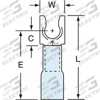 3M Fork Terminals: Blue, Heat Shrink, #8 Stud Size, 16 AWG – 14 AWG Wire Range, Locking Fork, 600 V (MPN MH14-8FLK). Key specifications — Barrel Style: Brazed; Manufacturer Part Number: MH14-8FLK; Brand: 3M; Series: MH14.