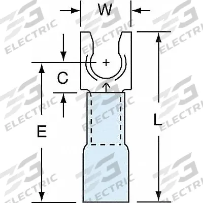 3M Fork Terminals: Blue, Heat Shrink, #8 Stud Size, 16 AWG – 14 AWG Wire Range - Insulated Fork Terminals with Heat Shrink