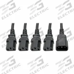 EATON TRIPP LITE Power Cord: 1 1/2 ft Cord Lg, Non-NEMA, 10 A Max Current, SJTW (MPN P004-18N-4XC13). Key specifications — Connection Type: Non-NEMA; Brand: EATON TRIPP LITE; Trade Designation: SJTW; Product Type: Power Cord Splitter.