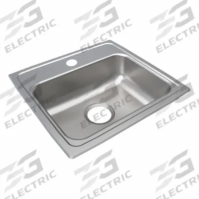JUST MANUFACTURING Bowl Drop-In Sink: 19 in Overall Lg, 18 in Overall Wd, 5 in Bowl Dp - One-Bowl Counter-Mounted Kitchen & Bar Sinks without Faucets