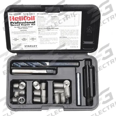 HELI-COIL Thread Repair Kit: Tanged Tang Style, Free-Running, 7/16"-14 Thread Size - Insert & Tool Kits