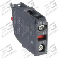 SCHNEIDER Contact Block: 22 mm Panel Mounting Size, 2NC, Momentary, ZB4/ZB5 Series (MPN ZBE204). Key specifications — Switch Action: Momentary; Terminal Connection Type: Screw Clamp Terminals; Brand: SCHNEIDER; Compatible with Series: ZB4.