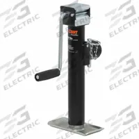 CURT Trailer Jack: Pipe-Mount Swivel Jack, 5,000 lb Static Load Capacity, Sidewind, Weld-On (MPN 28354). Key specifications — Handle Type: Sidewind; Mounting Type: Weld-On; Maximum Lift Height: 20-1/4 in; Base: Foot Plate; Brand: CURT.