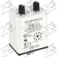 MACROMATIC Single Function Time Delay Relay: Socket Mounted, 120V AC/DC, 10 A, 8 Pins/Terminals (MPN TR-55122-12). Key specifications — Brand: MACROMATIC.