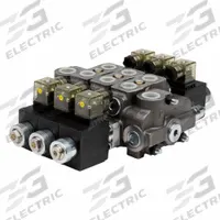 HYDRO CUSTOM Hydraulic Directional Control Valve: Four-Way / Three Positions, 13 gpm Flow Rate - Max (MPN 228186). Key specifications — Actuation Mechanism: Electrical; Port Connections: Inlet; Spool Action: Spring Center To Neutral; Work Connection Size: #8; Work Connection Type: SAE O-Ring Boss; Brand: HYDRO CUSTOM; Pressure Connection Size: #10.