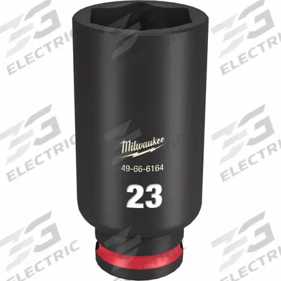 MILWAUKEE Deep Impact Socket: 3/8 in Drive Size, Metric, 23 mm Socket Size, 6-Point - 3/8" Drive Impact Sockets