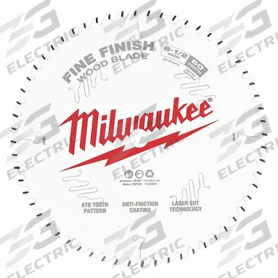 MILWAUKEE Circular Saw Blade: 8 1/2 in Blade Dia., 60 Teeth, 0.1 in Cut Wd - Wood-Cutting Blades
