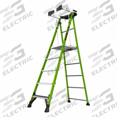LITTLE GIANT Platform Stepladder: 5 ft Ladder Size, Fiberglass, 375 lb Load Capacity - Safety-Gate Podium Stepladders