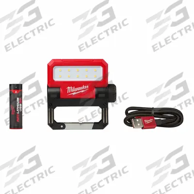 MILWAUKEE Flood Light: 550 lm Max Brightness, LED, 3, 3 Brightness Levels, 1 Lamp Heads - Magnetic Mount Lights