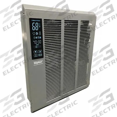 Dayton Recessed Electric Wall-Mount Heater: 4000 W, 277V AC, Single Phase, 277V AC - Large Programmable Recessed Electric Wall Heaters