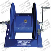 COXREELS Cord Storage Reel: Capacity: 200 ft of 10/3 Cord/250 ft of 12/3 Cord, Blue, Steel (MPN 1125PCL-8M-C). Key specifications — Reel Mounting: Bench; Reel Capacity: 250 ft of 12/3 Cord; Brand: COXREELS.