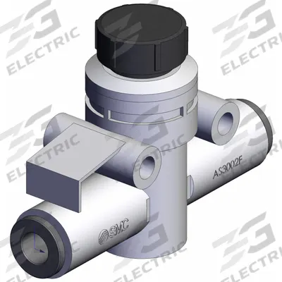 SMC Speed Controller: In-Line Fitting, Knob, 3/8 in Valve Body Size, 6 mm Push to Connect Tube - In-Line Speed Control Valves
