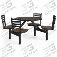 PALMER HAMILTON Cafeteria Stool Table: Walnut, Chair Seat, 34 in Overall Ht, 54 in Overall Lg (MPN PH-4S36RD-MWTBW). Key specifications — Tabletop Structural Material: Industrial Grade High Pressure Laminate with Particleboard Core; Tabletop Surface Material: Laminate.