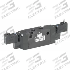 PARKER Solenoid Air Control Valve: B3, Four-Way / Three-Position, Double Solenoid, 110 to 120V AC (MPN B350BB553C). Key specifications — attr1084833: Closed; attr1084839: DIN Solenoid Connector; attr1093196: Solenoid Coil Included; attr1084853: Internal Pilot; attr1084865: Non-Locking; attr1084872: Solenoid Air Control Valve; attr1084885: Double Solenoid; attr1084828: B350BB553C.