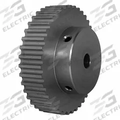 DAYTON Timing Pulley: Modified Curvilinear, Fixed, For GT Timing Belt Section, For 9 mm Belt Wd (MPN 40-5P09-6A4). Key specifications — Brand: DAYTON; Finish: Clear Anodized; For Belt Series: Powerhouse®.