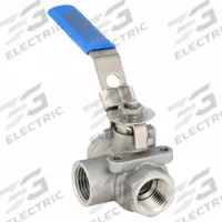 APPROVED VENDOR Manual Three-Way Ball Valve: 1/2 in, 316 Stainless Steel, L Flow, FNPT x FNPT x FNPT (MPN G-SSTW-50). Key specifications — Brand: APPROVED VENDOR; Handle: Locking Lever.