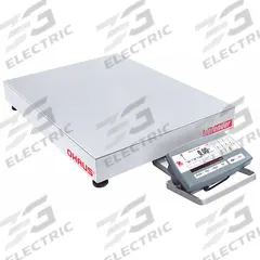 OHAUS Industrial Bench Scale: 18 in x 24 in, Not IP Rated, Front-Mounted, Defender 5000 (MPN 30461658). Key specifications — Connection Ports: RS-485; Readability: 0.02 lb/10 g; Brand: OHAUS; Weighing Surface Material: Stainless Steel.