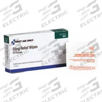 FIRST AID ONLY Bite/Sting Relief: Ethyl Alcohol/Lidocaine HCl, Wipes, Packets, 10 ct Size, 10 PK (MPN 19-002). Key specifications — Purpose: Insect Stings; Unit Package Type: Packets; Unitized: Unitized; Concentration: Lidocaine HCl 2%; Manufacturer Part Number: 19-002; Alcohol Content: Contains Alcohol; Active Ingredient: Ethyl Alcohol; Brand: FIRST AID ONLY.