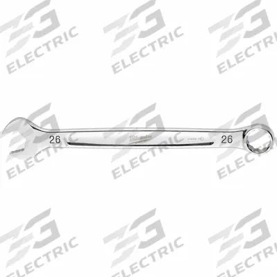 MILWAUKEE Combination Wrench: Steel, Chrome, 26 mm Head Size, 13 3/8 in Overall Lg - Metric 12-Point Combination Wrenches