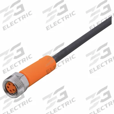 IFM Single-Ended Cordset: M8 Female Straight X Bare Wire, 4 Pins, Black, PUR - Single-Ended Cordsets with PUR Jacket for Twisting Applications