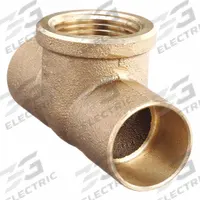 NIBCO Sweat Fitting Tee: 1/2 in CTS x 1/2 in CTS x 1/2 in Pipe, Cup x Cup x FNPT, Cast Bronze (MPN 712LF-12)