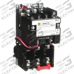 SQUARE D Magnetic Motor Starter: Non-Reversing, 3 Poles, NEMA Size 1, 27 A, 240V AC Coil (MPN 8536SCO3V03). Key specifications — Brand: SQUARE D; Coil Voltage: 220/240V AC; Phase: Three; Operator: None; Terminal Connection Type: Screw Clamp Terminals; Includes Pilot Light: No; Operator Controls: None; Auxiliary Contacts Included: No Auxiliary Contacts Included.