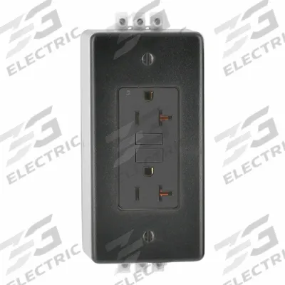 LEVITON Duplex Receptacle Outlet: Hospital Grade, Duplex, 5-20R, Black, GFCI, 125V AC - General Purpose Receptacles